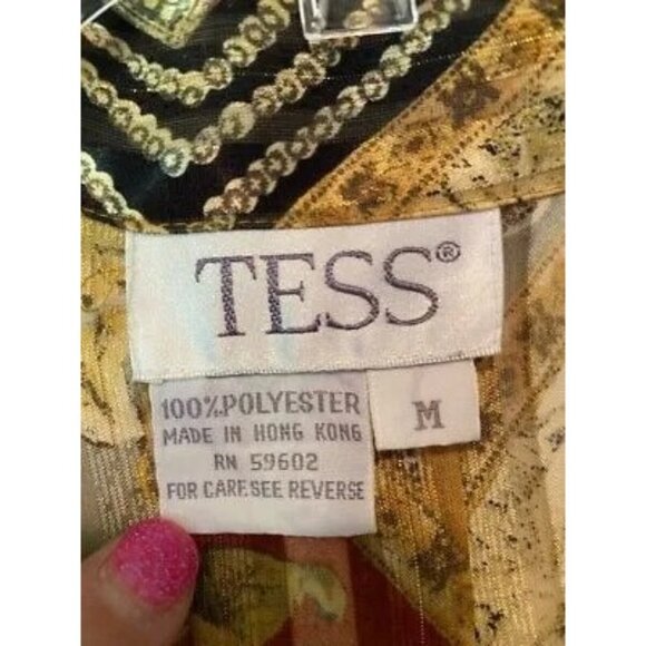 Vintage Tess M Long Sleeve Geometric Floral Button-Up Blouse NWOT - Picture 4 of 4